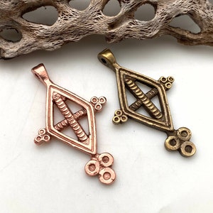 Solid Brass Diamond Shaped Tuareg Cross Pendant (Available In 2 Options) (SBC29)