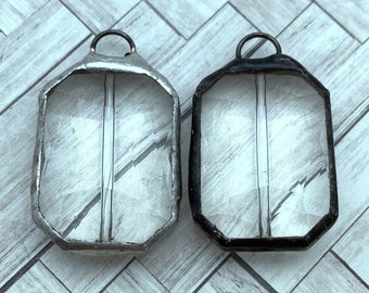 Clear Rectangular Soldered Glass Pendant (Available in 2 Options) (SGP93)