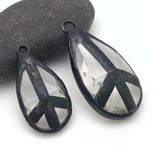 Peace Sign Black Chandelier Crystal Soldered Pendant (SGP124)