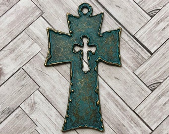 Blue Patina Cross (MC15)