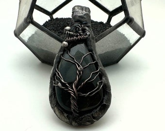 Wire Wrapped & Soldered Tiger's Eye Tree of Life Pendant (OAK185)