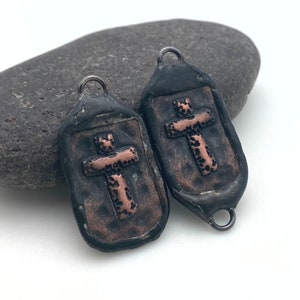 Copper Color Rectangle Cross Soldered Metal Pendant or Connector (SMP78)