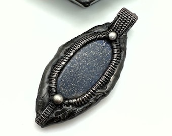 Wire Wrapped & Soldered Lapis Lazuli Pendant (OAK191)