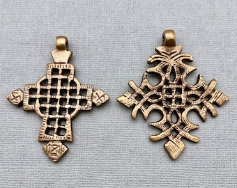 Beautiful Ethiopian Brass Cross Pendant (Available In 2 Options) (LBC64)