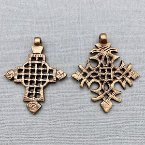 Beautiful Ethiopian Brass Cross Pendant (Available In 2 Options) (LBC64)