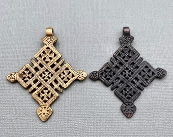Ethiopian Coptic Cross Brass Pendant (Available In 2 Options) (LBC36)