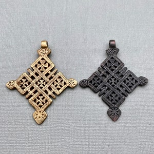 Ethiopian Coptic Cross Brass Pendant (Available In 2 Options) (LBC36)