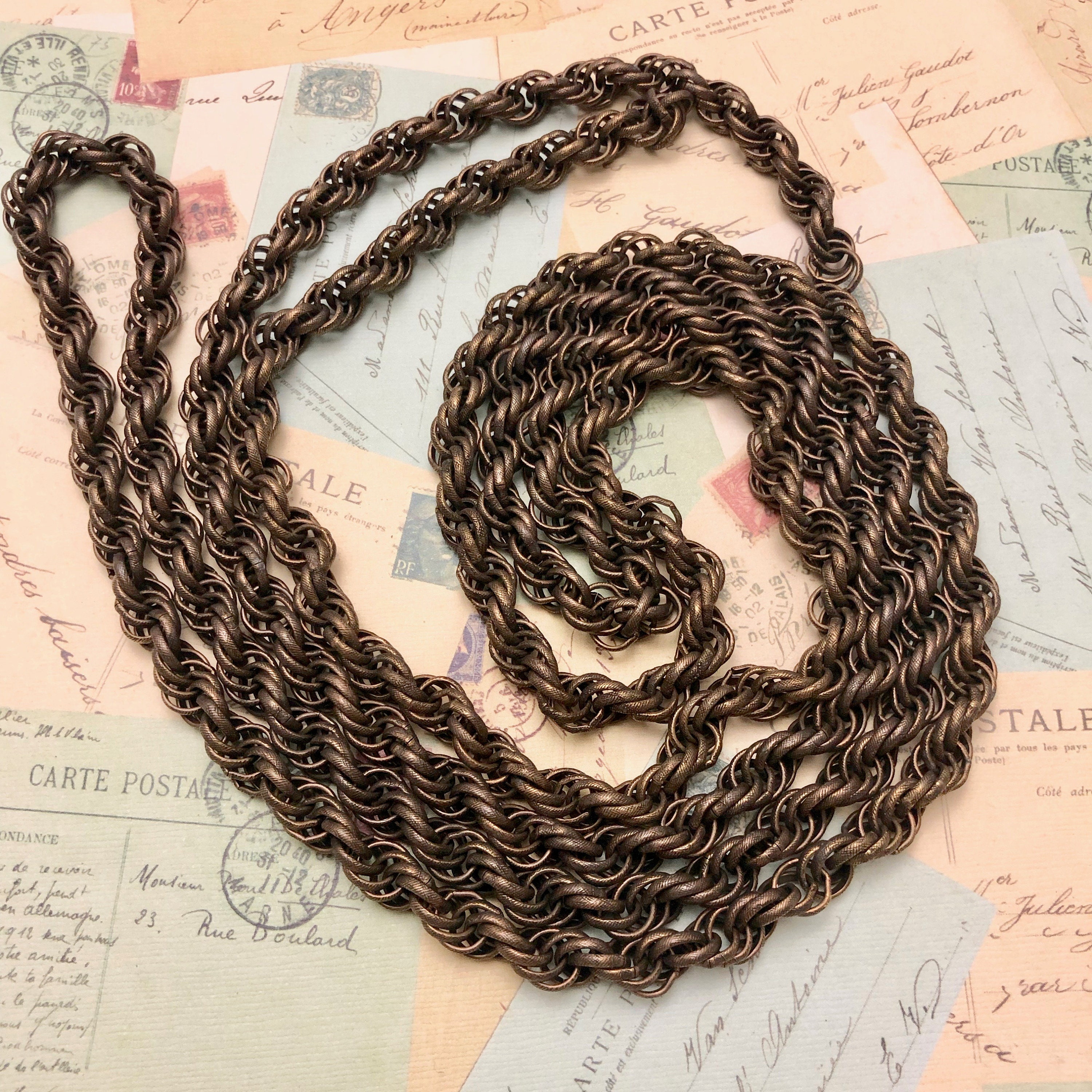 Vintage Bronze Colored Chain sold by the Foot 7mm Etsy
