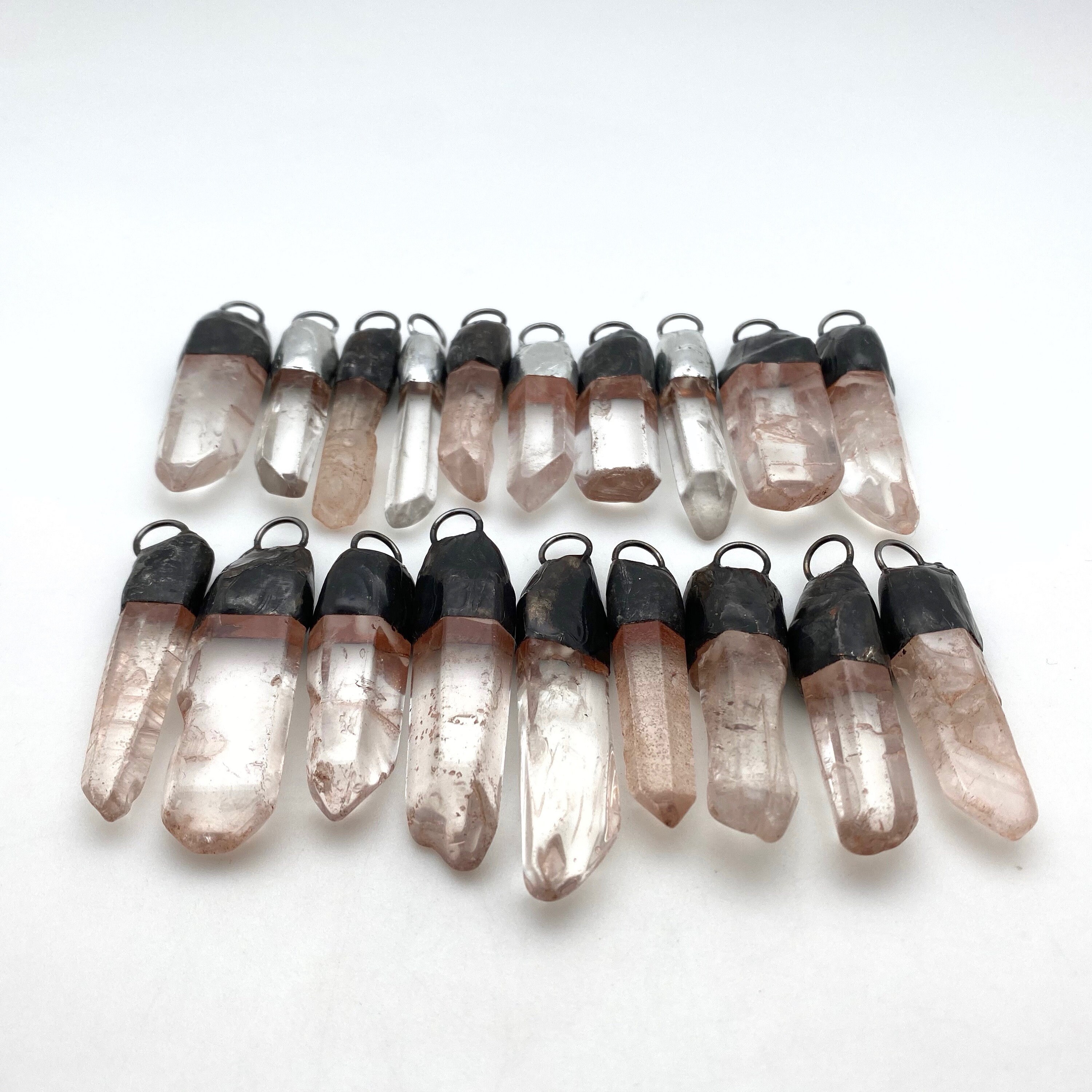 Clear Quartz Gem Stone Soldered Pendant Available in Silver Etsy