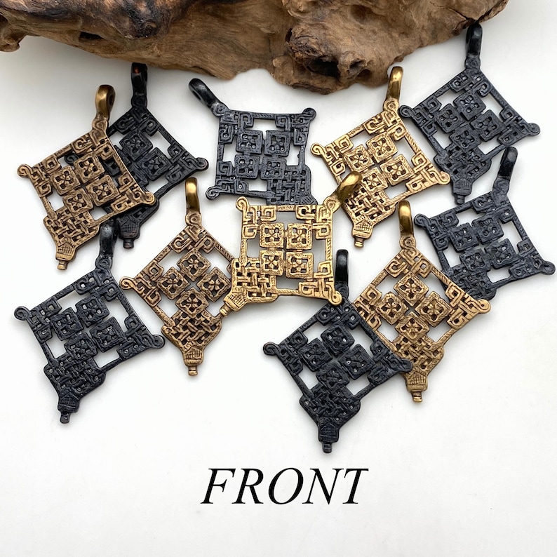Diamond Celtic Cross Pendant Available In Antique Brass Or Black Patina (LBC67) image 2
