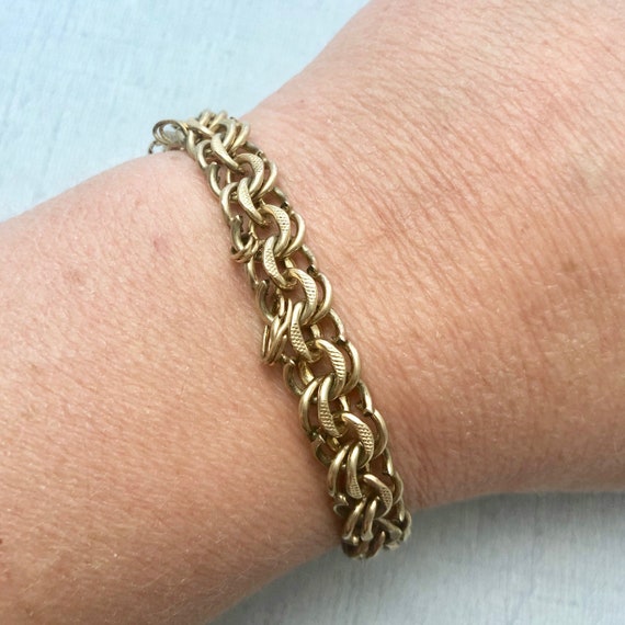 Vintage Textured 12KT Gold Filled Charm Bracelet 7 Inches GFB16 Etsy Canada