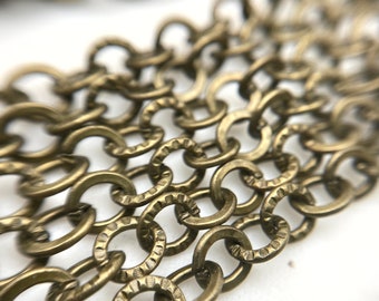 Plated Textured Round Link Brass Chain 5mm (Sold By The Foot) (BRZ23)
