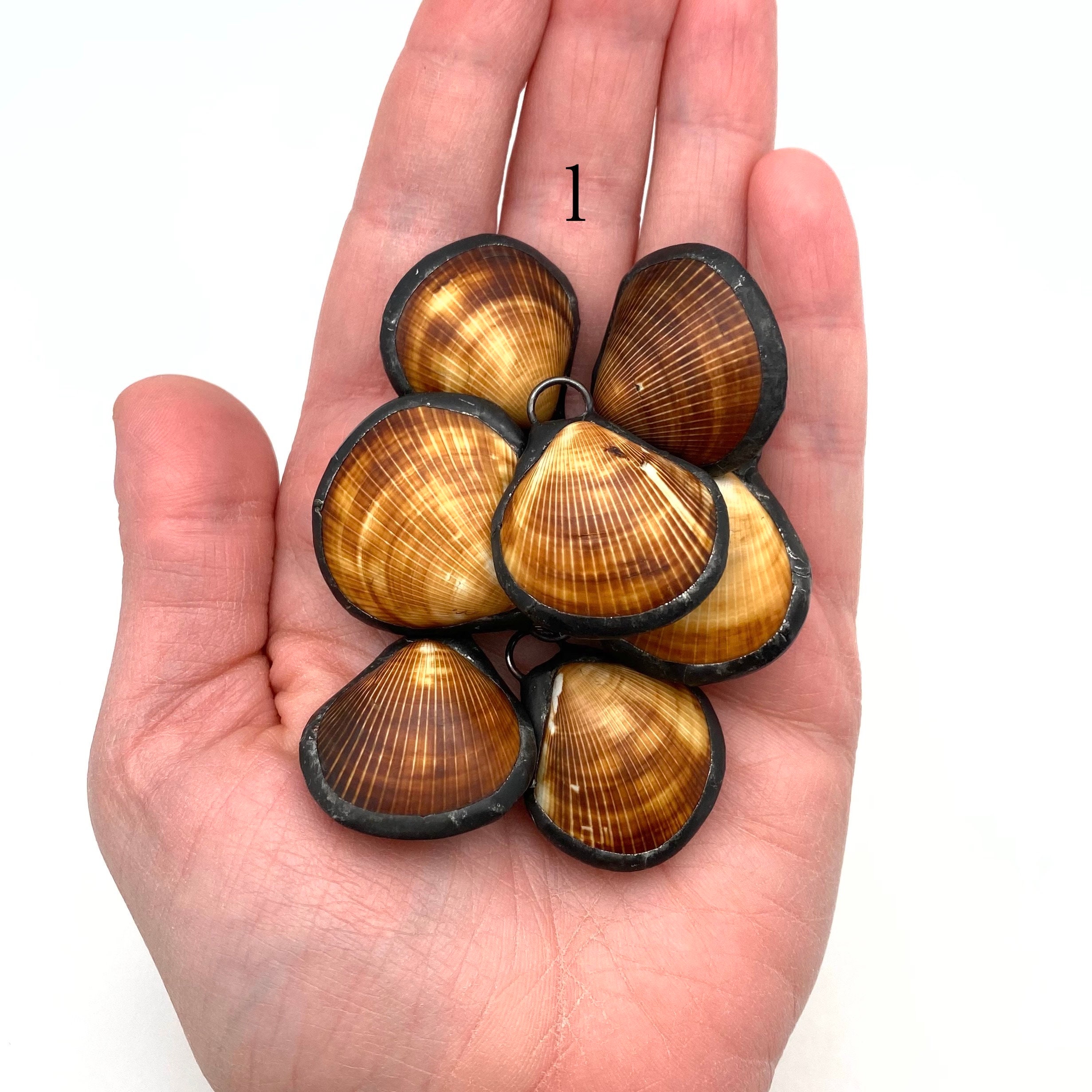 Brown & White Soldered Shell Pendant SHP28 | Etsy