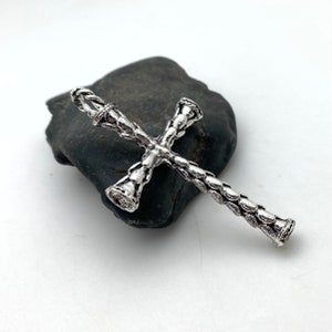 Twisted Layered Silver Color Metal Cross Pendant (Available In 2 Options) (MC30)