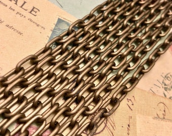 Aluminum Electroplated Matte Bronze Chain 4x8mm (Sold By The Foot) (ALUM20)