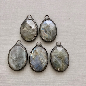 Oval Labradorite Hand Soldered Pendants (SSP18)