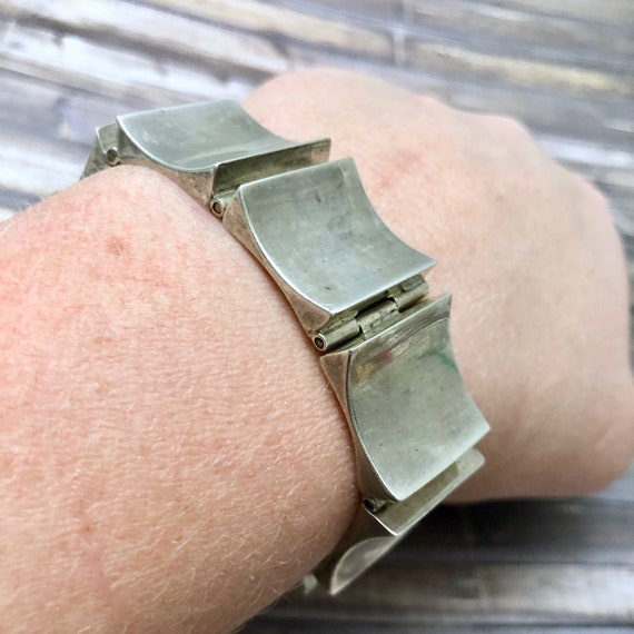 Vintage Los Castillo Taxco Sterling Bracelet (7.5… - image 1