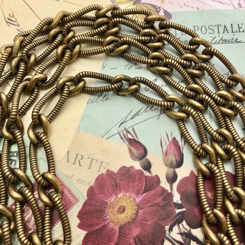 BRZ14 Sold By The Foot Vintage Brass Plated Heavy Chain Bronze Color