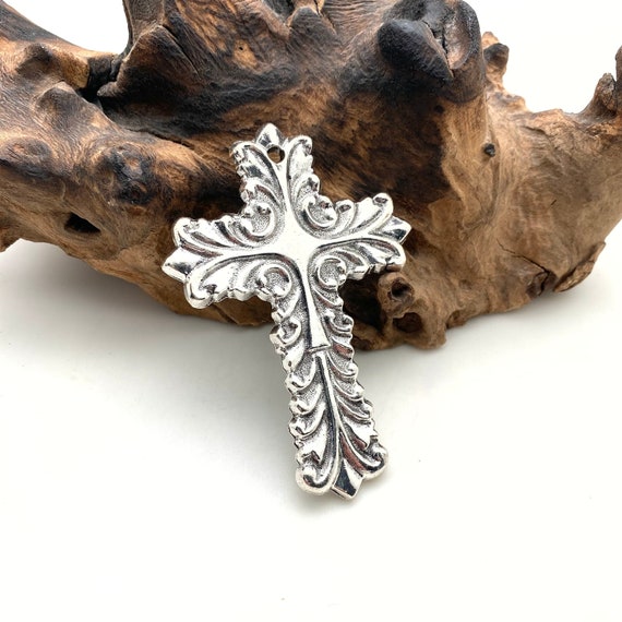 Whimsical Silver Color Flowy Base Metal Cross (MC32) - Etsy
