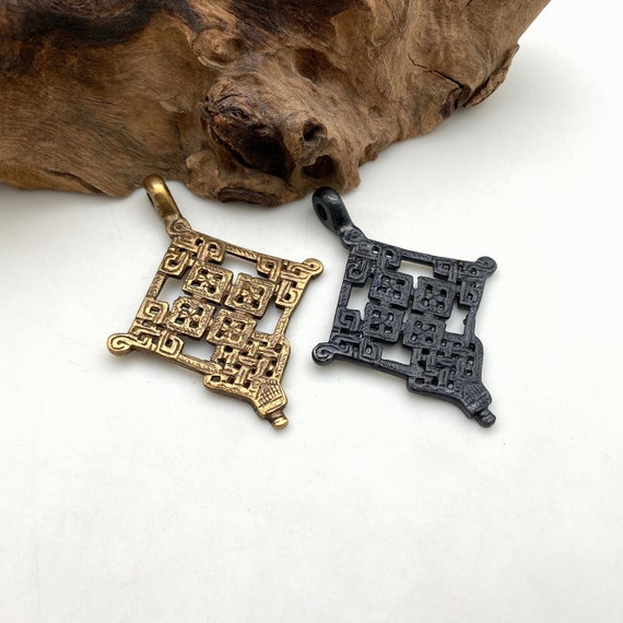 Diamond Celtic Cross Pendant Available In Antique Brass Or Black Patina (LBC67)