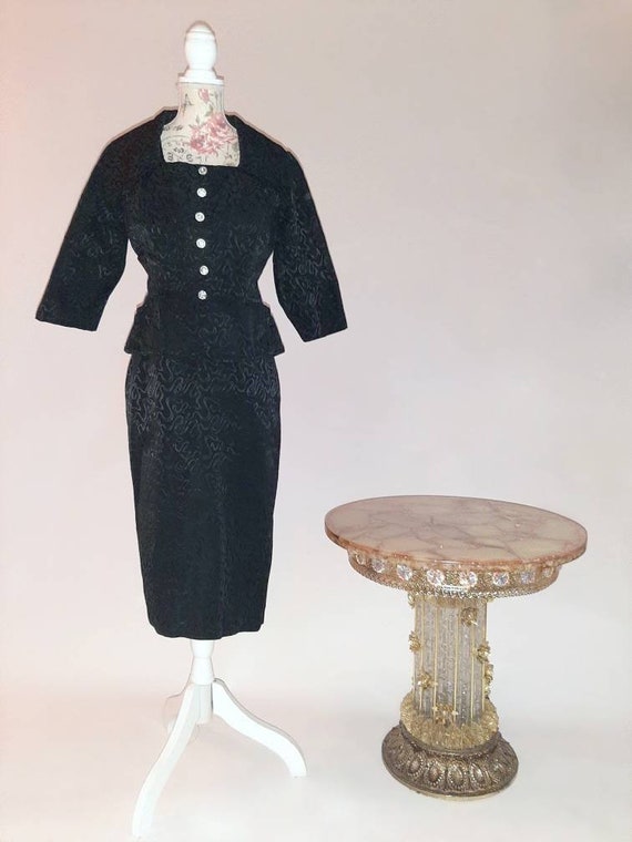 Vintage 1950s two piece black and pink dress and b