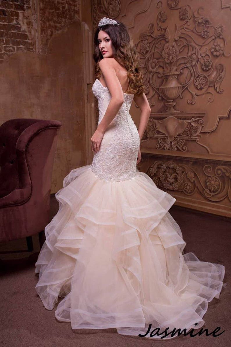Mermaid Champagne Wedding Dress Etsy