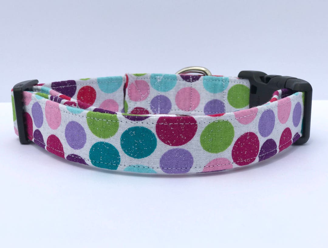 Colorful Polka Dot Collar, Glitter Dog Collar, Cute Dog Collar