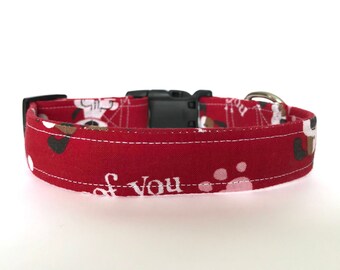 Valentine's Day Dog Collar, Red Dog Collar, Cute Dog Collar, Adjustable Dog Collar, Custom dog collar, Unisex Dog Collar, Dog Collar