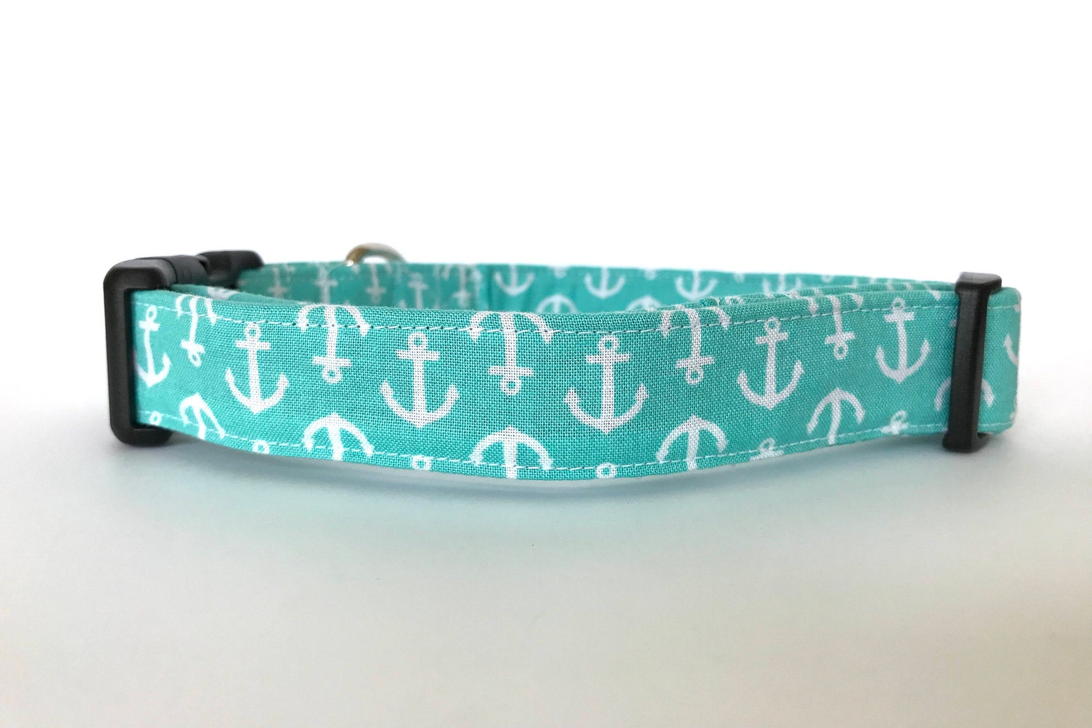 Anchor Dog Collar Teal and White Dog Collar Collar for Girl Etsy