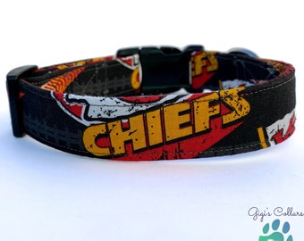 Kansas City Chief Dog Collar, Sports Dog collar, Adjustable collar,  Large collar, Small collar, Pet accessories, Custom dog collar