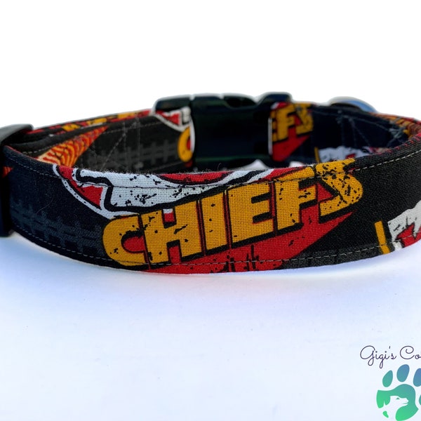 Kansas City Chief Dog Collar, Sports Dog collar, Adjustable collar,  Large collar, Small collar, Pet accessories, Custom dog collar