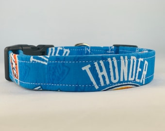 Oklahoma Thunder dog collar, Adjustable Collar, Large dog collar, Custom Collar, unisex dog collar, basketball dog collar, blue dog collar
