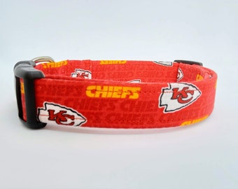 Kansas City Chief Dog Collar, Sports Dog collar, Adjustable collar,  Large collar, Small collar, Pet accessories, Custom dog collar
