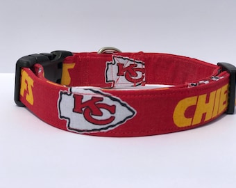 Kansas City Chief Dog Collar, Sports Dog collar, Adjustable collar,  Large collar, Small collar, Pet accessories, Custom dog collar