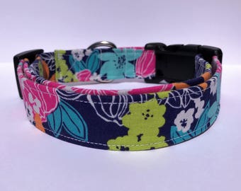 Colorful dog collar, Flower Dog Collar,Floral Dog Collar, Collar for girl dogs, Adjustable collar, Cute Dog Collar, Feminine Dog Collar