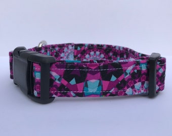 Colorful dog collar, Geometric Design Collar,Floral Dog Collar, Collar for girl dog, Adjustable collar, Cute Dog Collar, Feminine Dog Collar