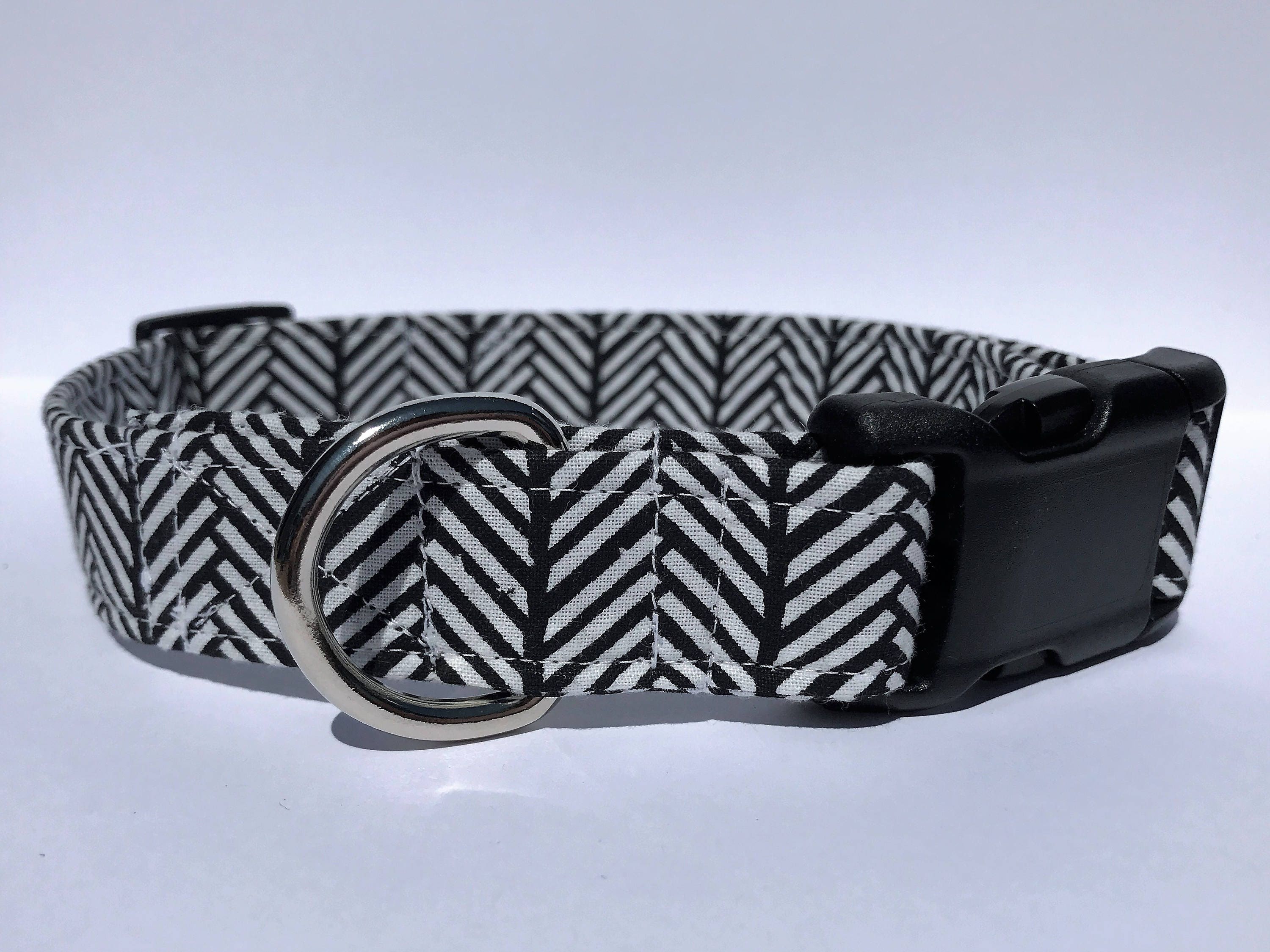 Black and white chevron dog collar unisex dog collar Cute Etsy