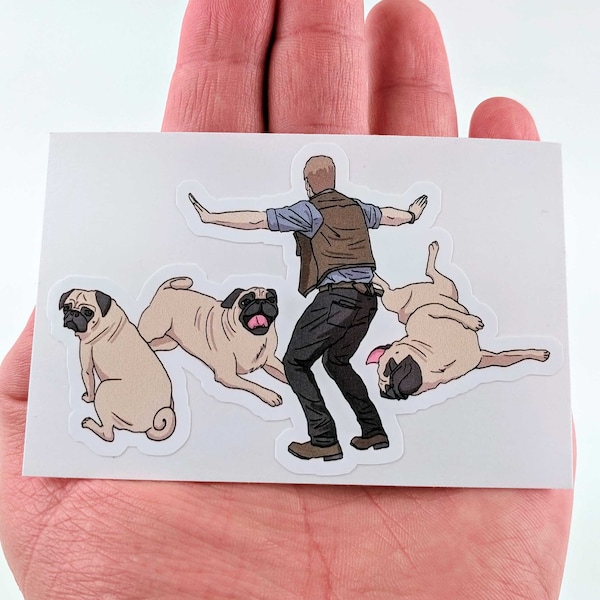 Jurassic Pugs Sticker, pug sticker, Chris Pratt Sticker, Jurassic World, Jurassic Park