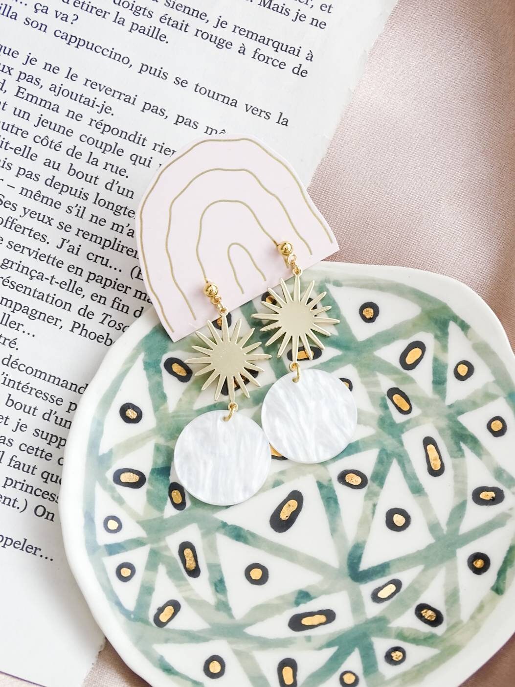 CLEARANCE Celeste Sun Drop Earrings Opalescent White | Etsy