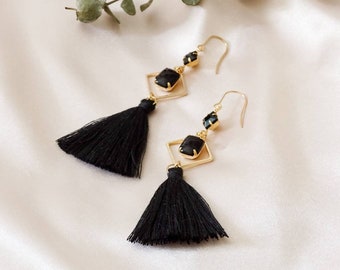 NEW - Scarlett bridal tassel earrings - Black