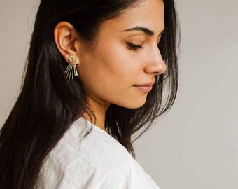 Julia stardust ear jacket earrings - Gold
