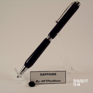 Sapphire September Birthstone Pen: Handmade Ergonomic Twist Pen