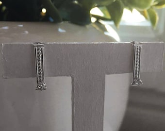 Silver earrings with white cz, Sterling silver