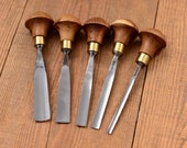 Rare Set of 5 Gouge Chisel Wood carving tools Chisel Woodcarving Sculpture carving Woodworking Сarpentry Professional forged tools