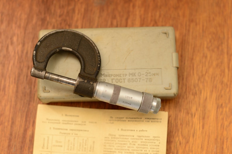 Vintage Soviet micrometer 0-25mm Industrial measuring tool USSR Wood carving tools Woodcarving carving Woodworking \u0421arpentry Professional