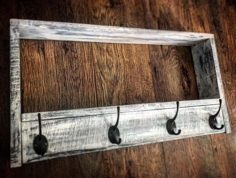 Rustic Handmade Coat Rack With Decorative Shelf | Etsy