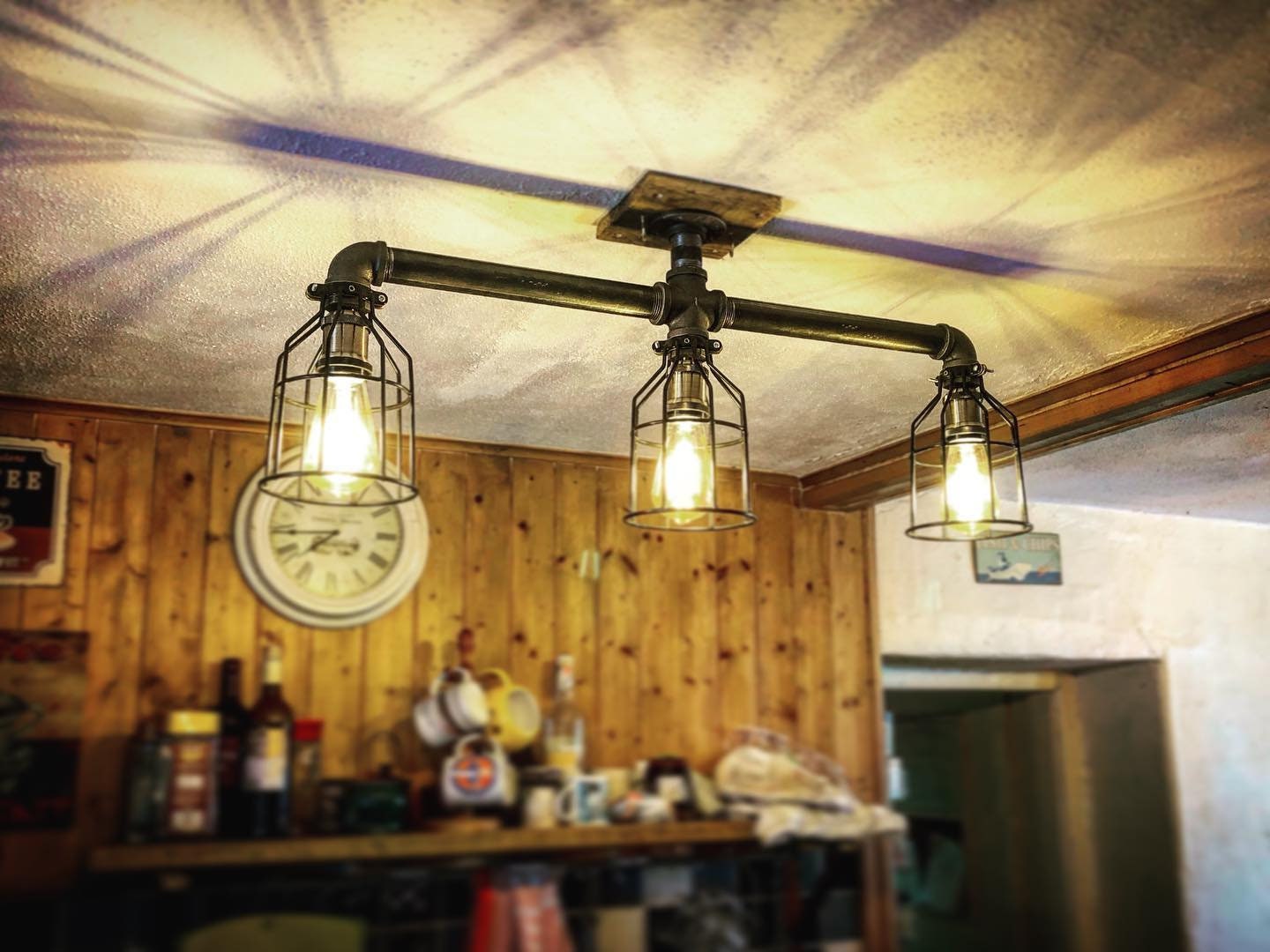A Unique 3 Way Industrial Steampunk Ceiling Light Etsy Australia