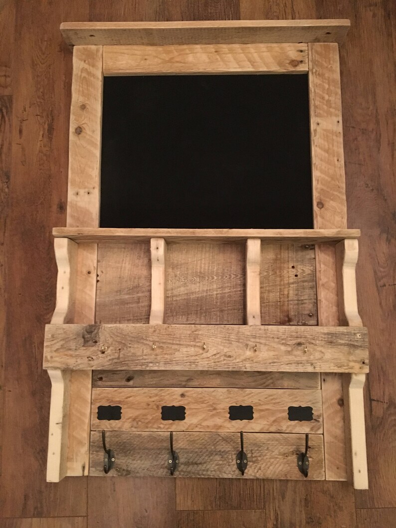 Rustic Handmade Blackboard with Coat and Key Rack Organiser Etsy