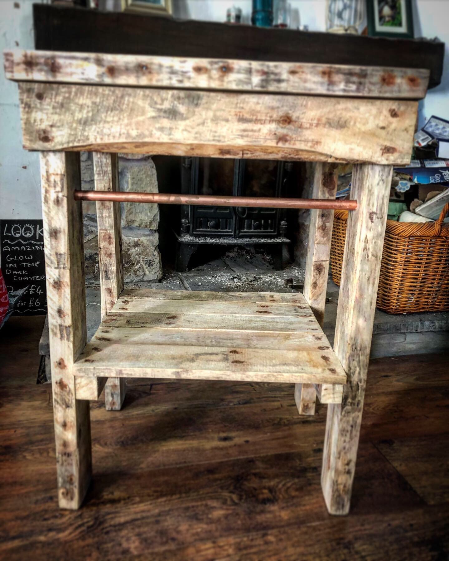 Rustic Handmade Bathroom Sink Stand With Towel Rail Etsy
