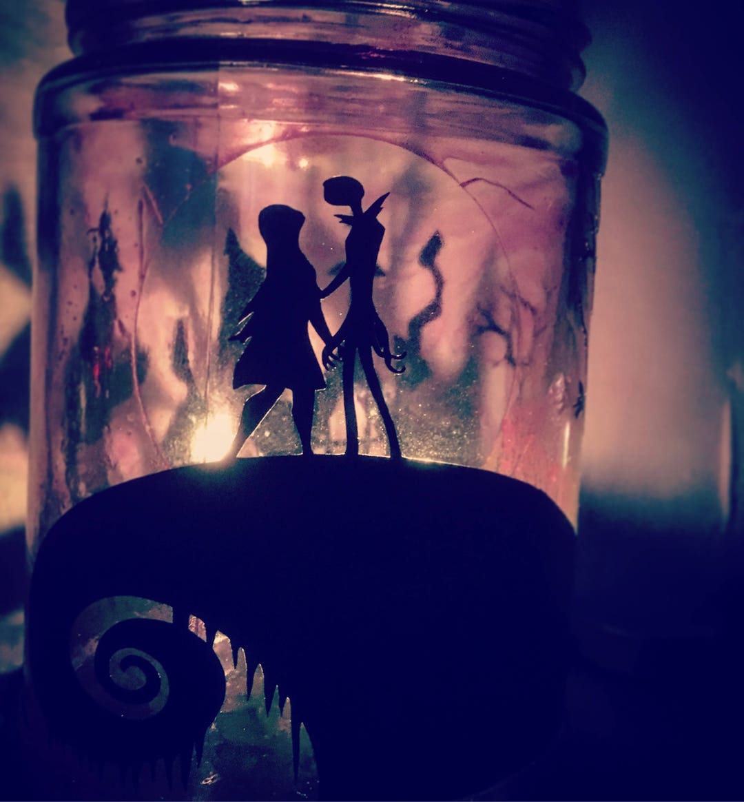 Handmade Halloween Tea Light Glass Jar Lantern Luminaries LIMITED